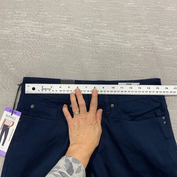 Buffalo David Bitton SAM Jeans Mens 30 x 32 Navy Blue Denim Slim Fit Straight - Picture 9 of 14